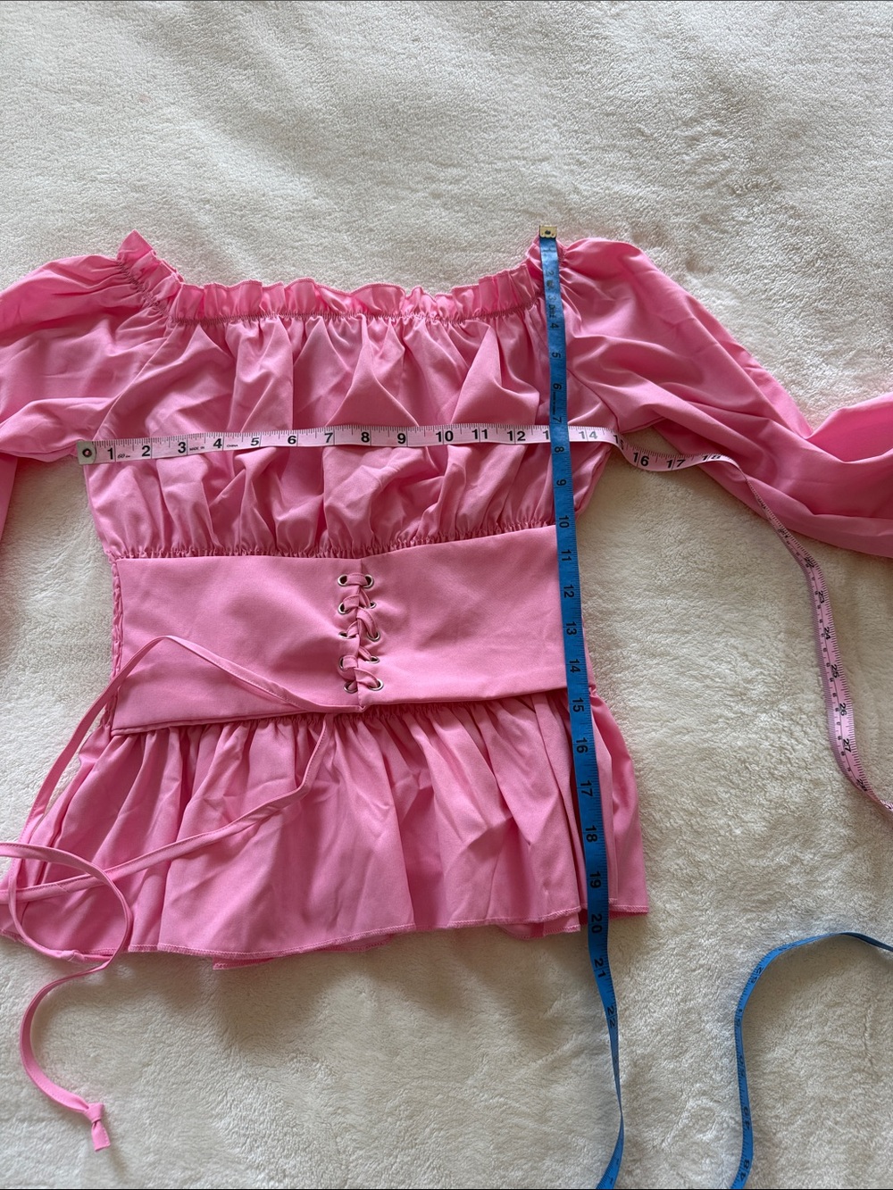 CBR Pink Off-Shoulder Corset Lace-Up Top - Picture 4 of 5